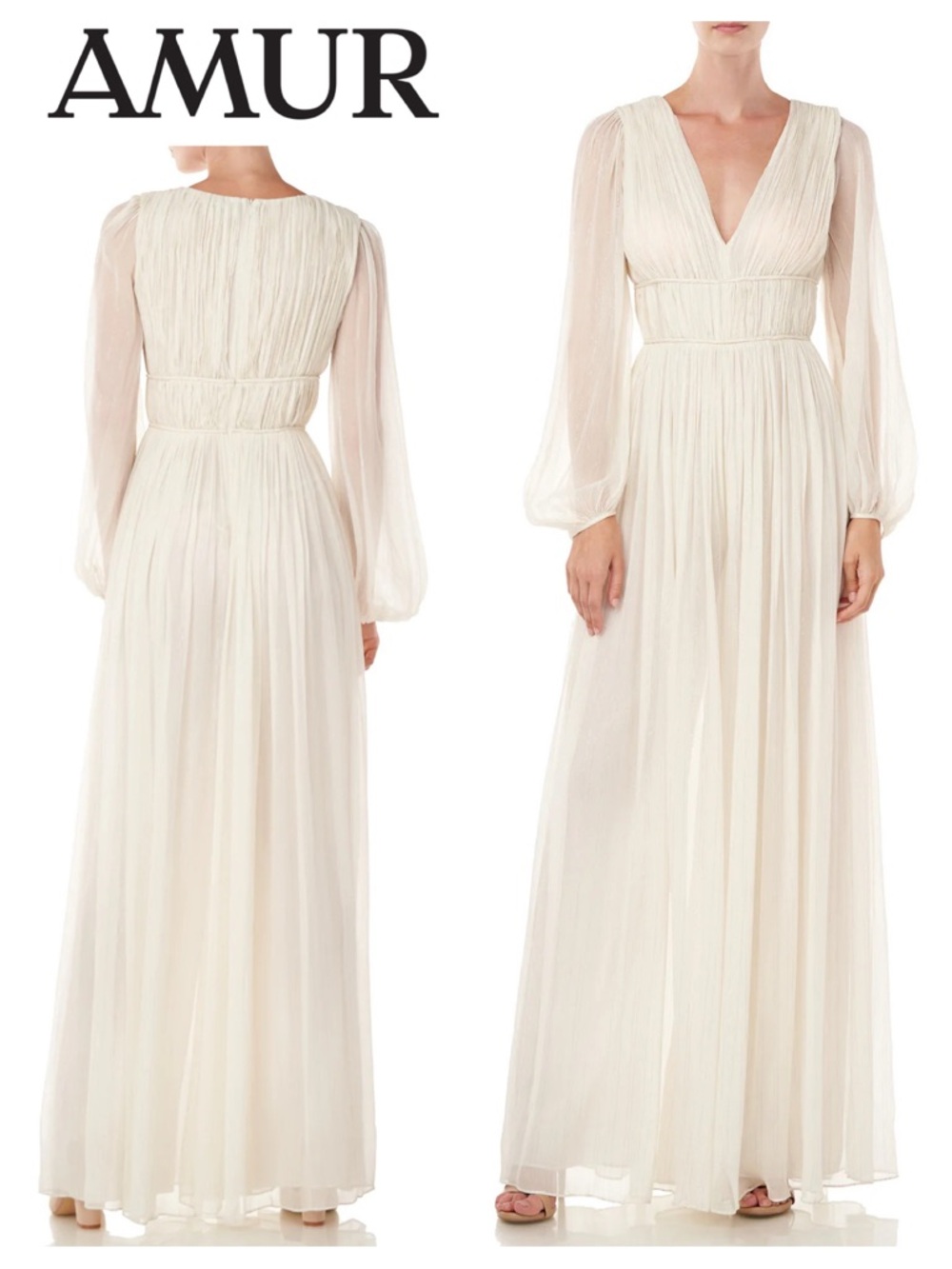 AMUR Robbie Plunging Wide Leg Jumpsuit